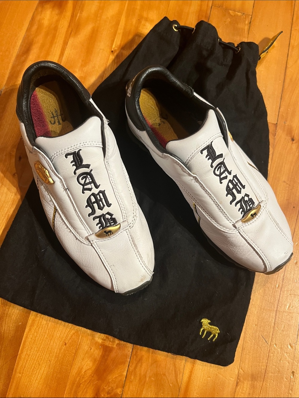 L.A.M.B. White Leather Women Slip-On Sneakers